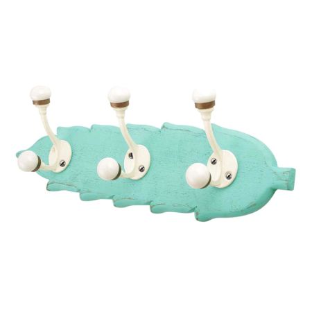 Sea Green Cream Double Loop Ceramic Iron Wooden Hooks
